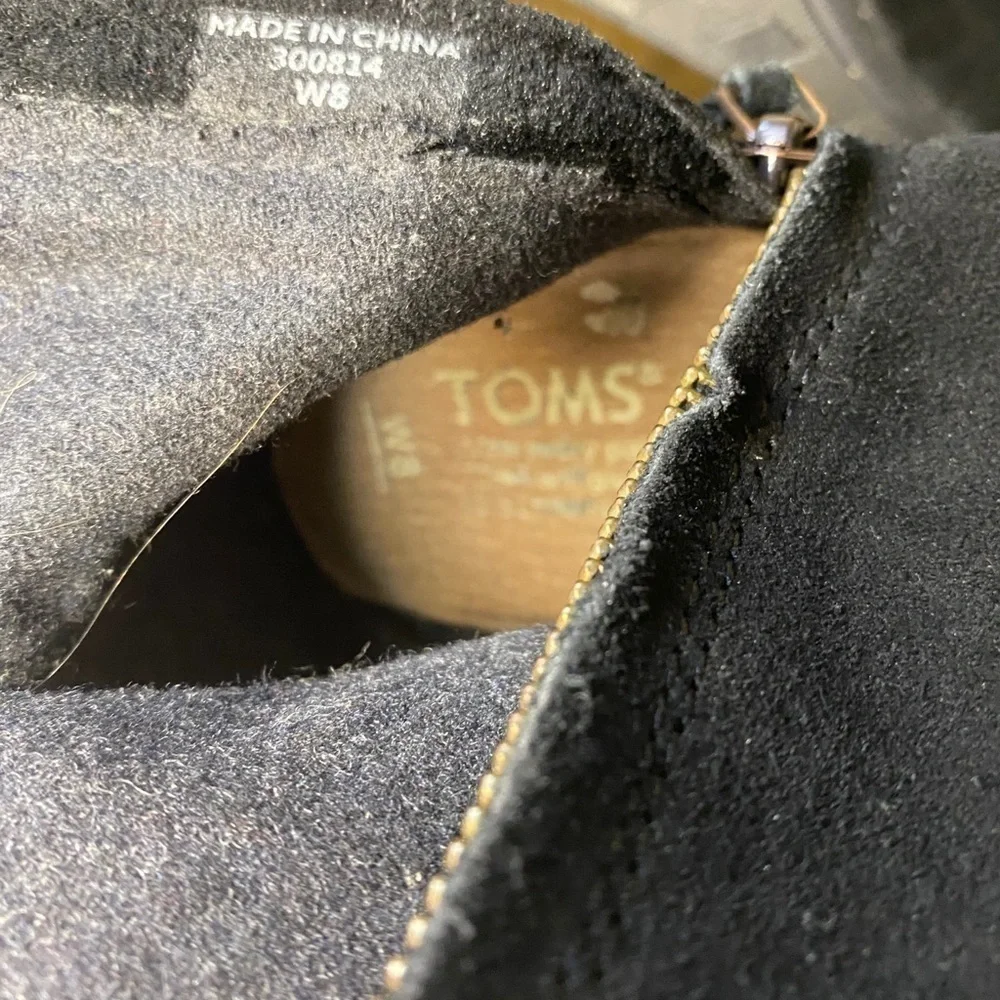 Toms 2-tone Suede Wedge Black Size W8